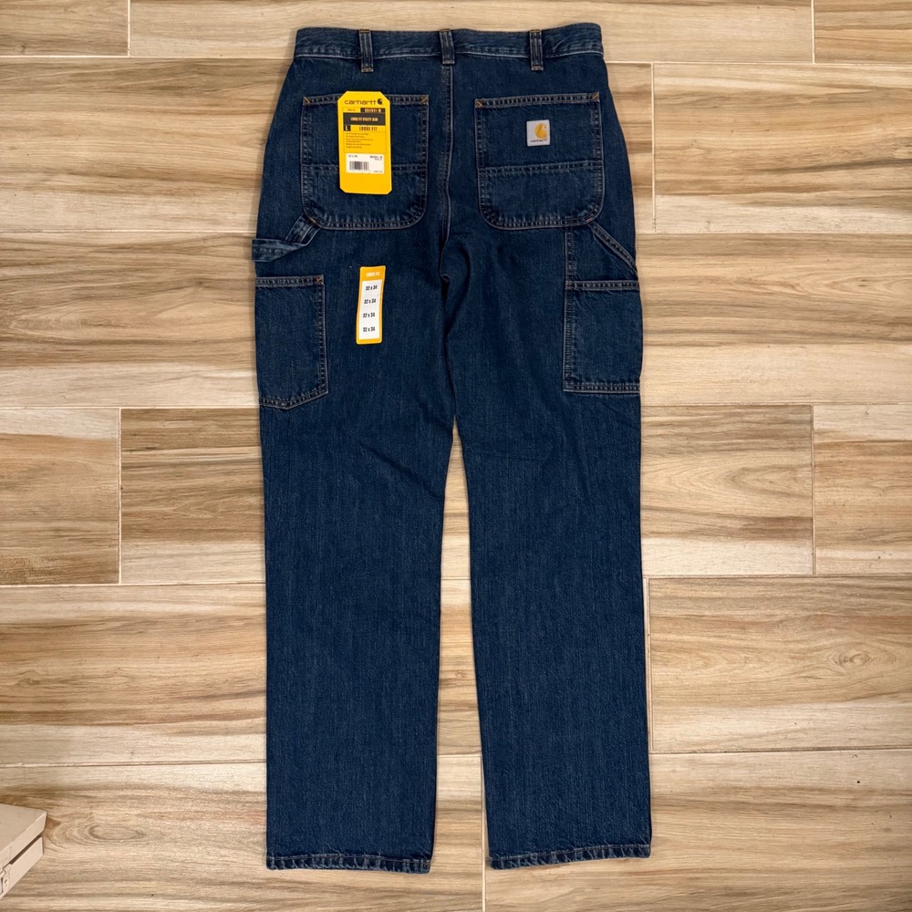 Carhartt Mens Loose Fit Utility Jeans Dark Wash Denim BD4941-M 32x34 NWT - Picture 1 of 8
